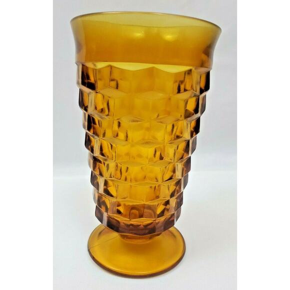 Set 4 Indiana Glass Whitehall Colony Cubist Cube Amber Harvest Gold Glasses Cups - Picture 4 of 4